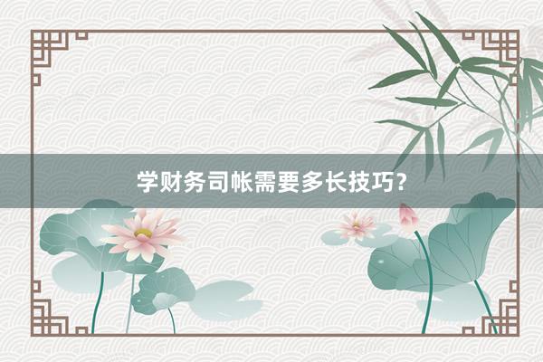 学财务司帐需要多长技巧？